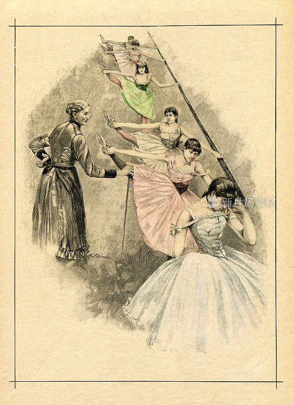 一群年轻女孩在1893班跳芭蕾