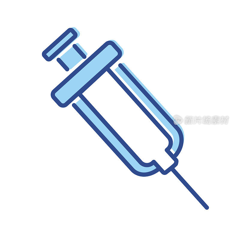 Covid-19流感病毒疫苗注射注射器细线图标-可编辑的笔画