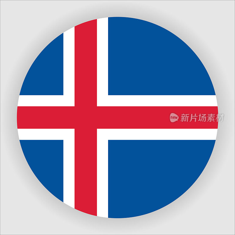 冰岛圆形国家国旗按钮图标