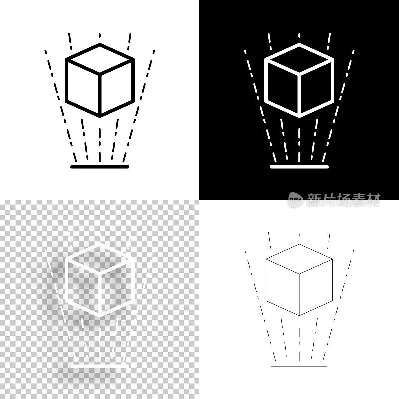全息图。图标设计。空白，白色和黑色背景-线图标