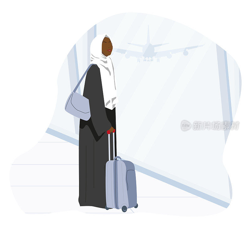 一位穆斯林女商人在机场