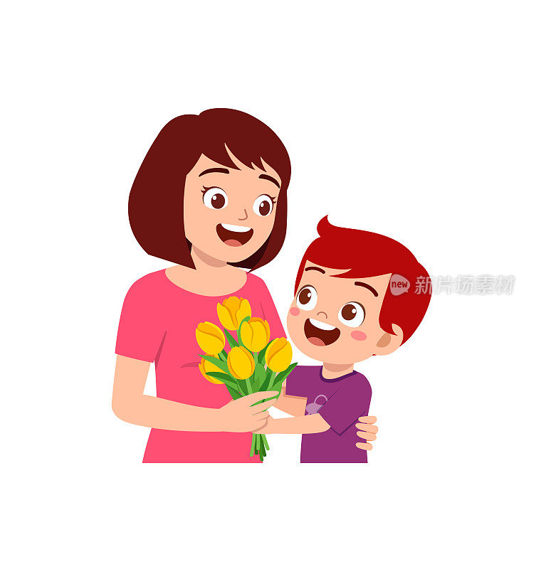小孩给妈妈一朵花