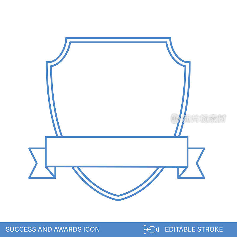 成功奖细线图标-盾丝带