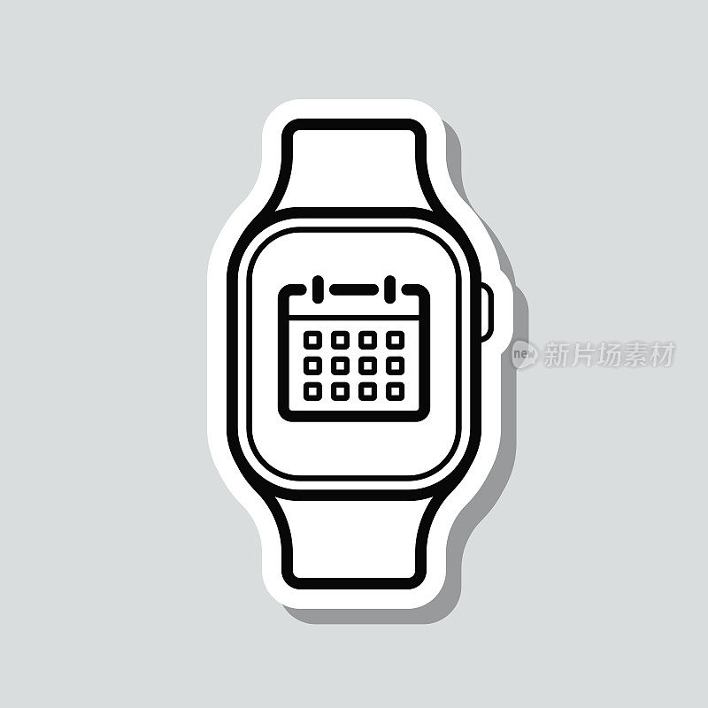 Smartwatch日历。图标贴纸在灰色背景