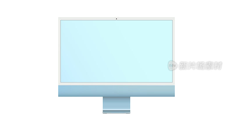 现实的电脑显示器与空白屏幕。电脑显示器模型横幅。空白屏幕用于文字、设计。PNG。透视图显示与黑色空屏幕。模型显示。