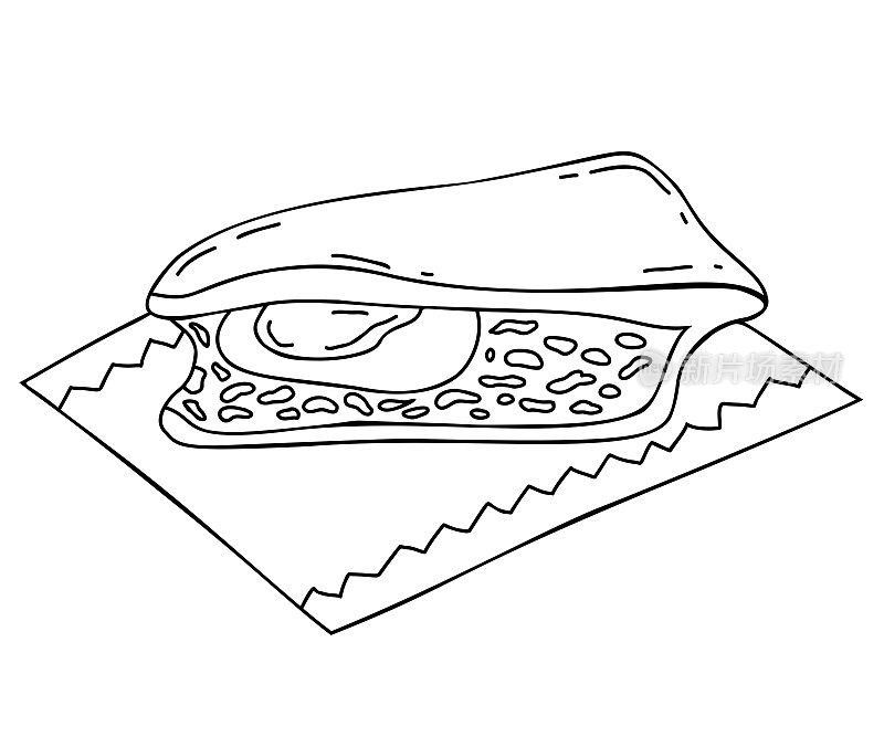 带馅的烤馅饼。帕斯夸里纳馅饼是原创的。阿根廷的食物。也被称为意大利复活节派。矢量线性手绘涂鸦风格的设计烹饪主题和菜单。