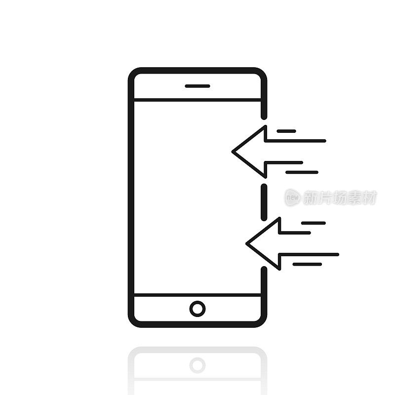 发送到智能手机。白色背景上反射的图标