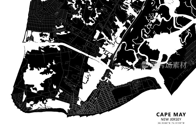 开普梅，新泽西州，美国矢量地图