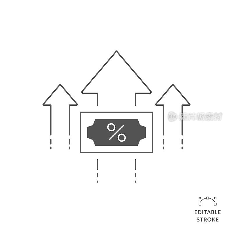 利率平线图标与可编辑的笔画。Icon适用于网页设计、移动应用、UI、UX和GUI设计。