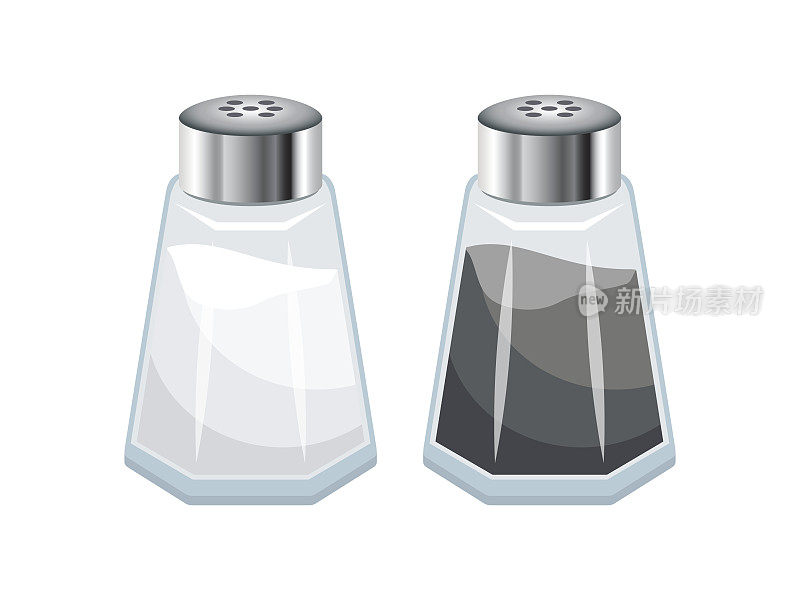 盐和胡椒瓶图标设置矢量隔离在白色背景上