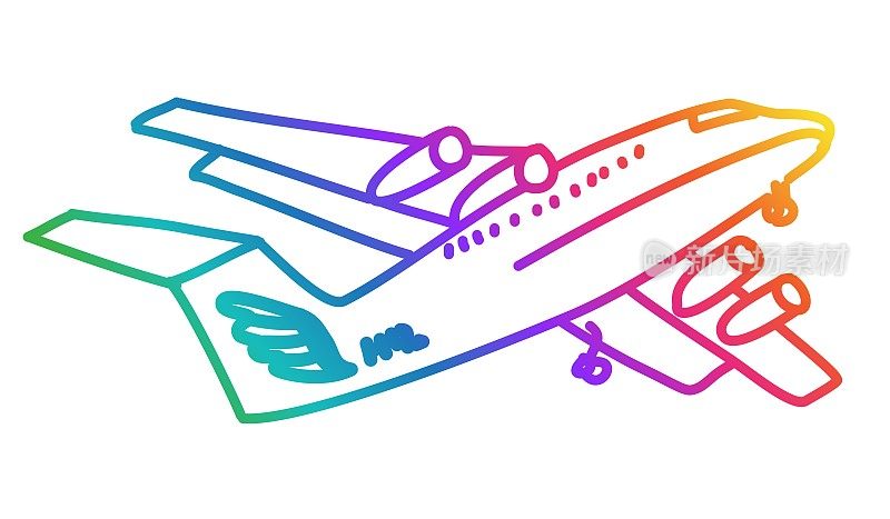 商用飞机草图彩色彩虹