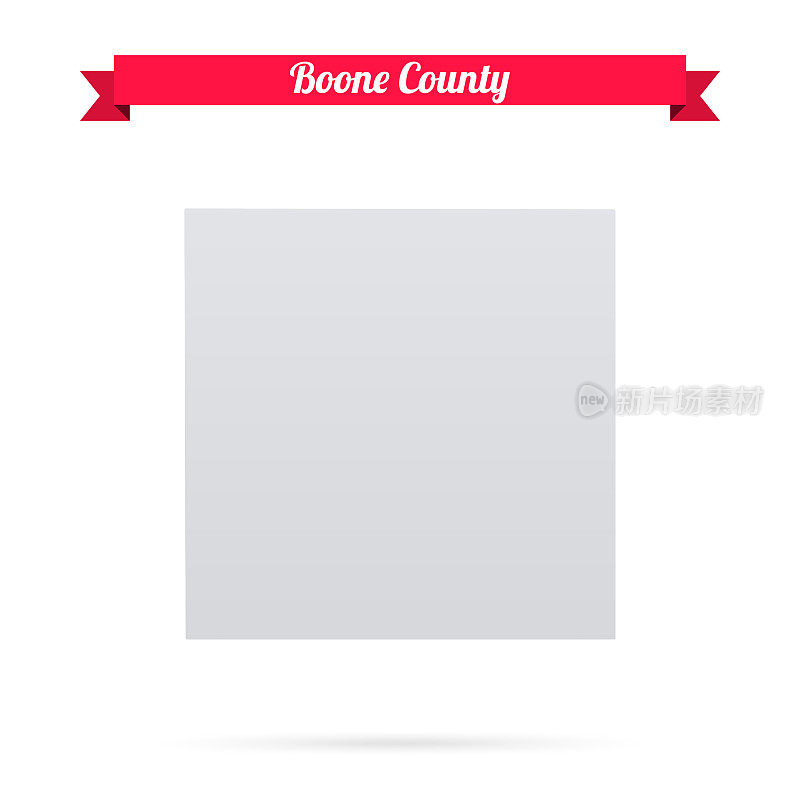 布恩县，爱荷华州。白底红旗地图