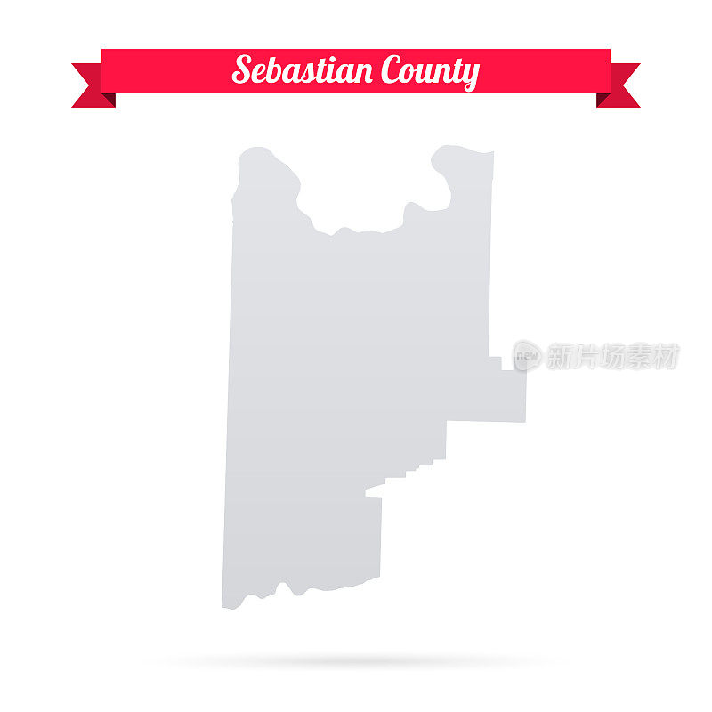 阿肯色州的塞巴斯蒂安县。白底红旗地图