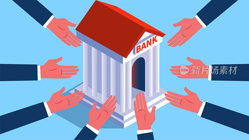 银行贷款申请，抵押贷款，办理银行金融，储蓄利息，很多人都向银行伸出手