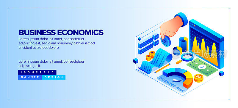 矢量插图商业经济等距图标集和三维设计。