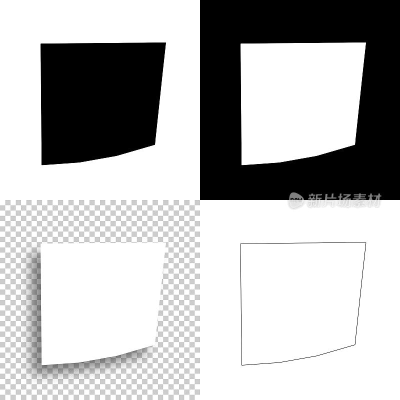 密西西比克拉克县。设计地图。空白，白色和黑色背景