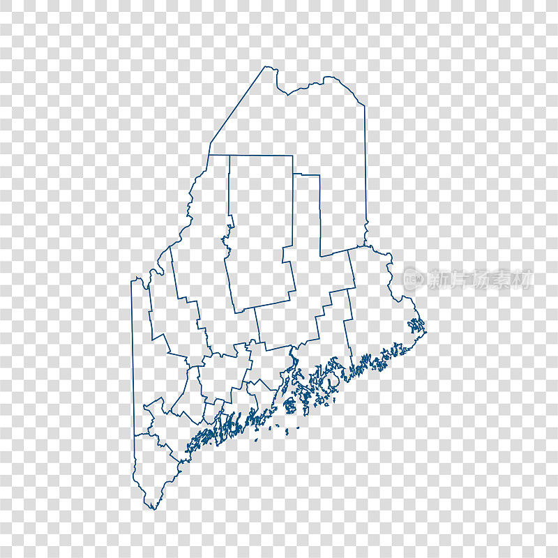 缅因州地图的矢量
