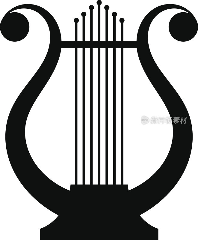 一种古代竖琴的黑色图像