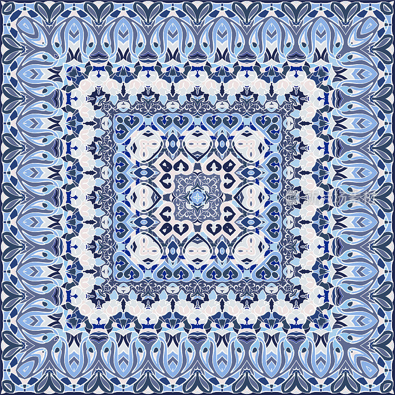 优雅的浅蓝色方形抽象图案。
