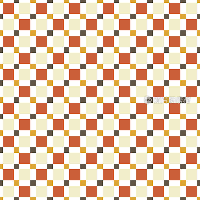 无缝图案制成的彩色方-棕色，橙色，红色和棕色的白色背景