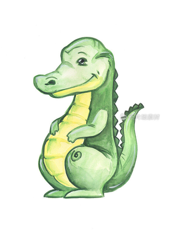 鳄鱼儿童儿童插画水彩画