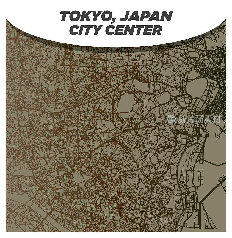 东京涩谷和新宿复古街道地图