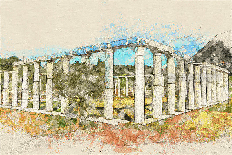 伯罗奔尼撒半岛古代梅塞纳的palaistra遗址