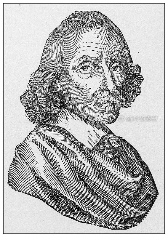 古代重要人物的古董插图:威廉・哈维