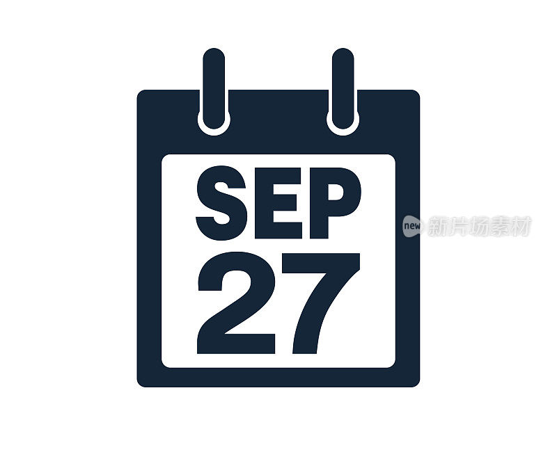 9月27日日历图标股票矢量插图