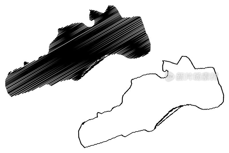 巴基西梅托市(委内瑞拉玻利瓦尔共和国，劳拉州)地图矢量插图，涂鸦草图巴基西梅托市地图