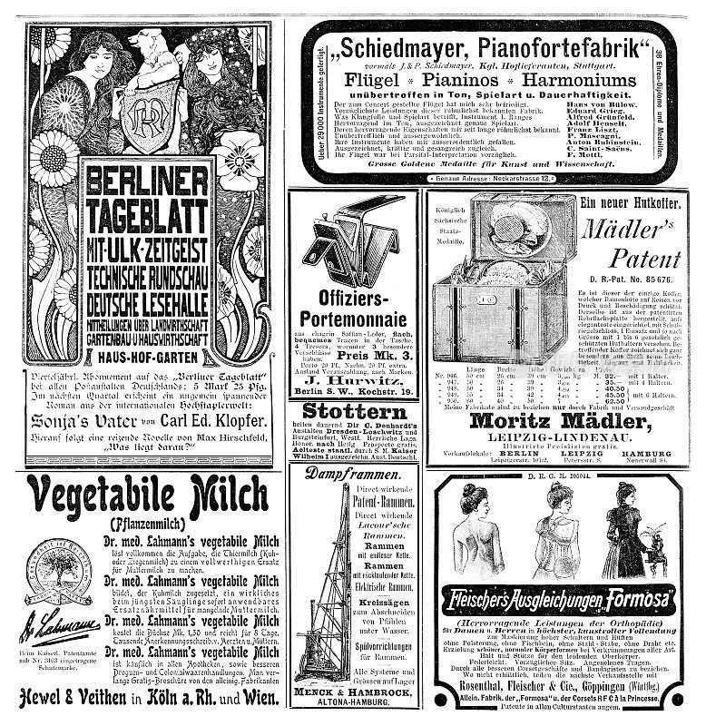 1899年德国杂志广告单，包括《柏林日报》