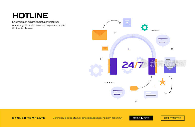 热线概念矢量插图网站横幅，广告和营销材料，在线广告，商业演示等。