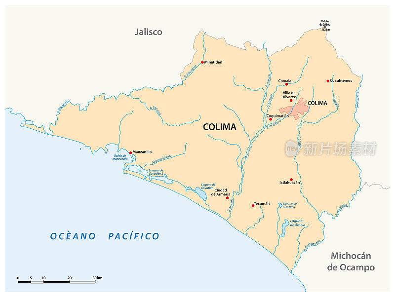 墨西哥科利马州矢量地图