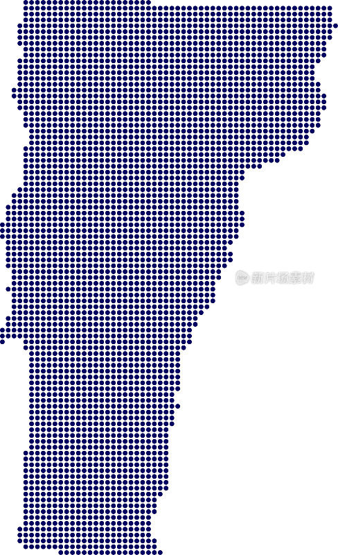 由蓝色小点组成的佛蒙特州地图