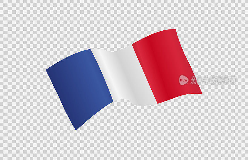 在png或透明背景上孤立的挥舞法国国旗，法国的象征，旗帜，卡片，广告，推广，电视广告，网络，矢量插图顶级奥运金牌得主的模板