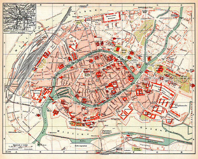 1898年阿尔萨斯的斯特拉斯堡市地图