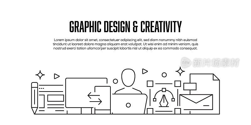平面设计和创意相关的现代线条风格横幅设计