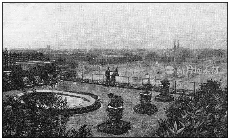 古董图片:巴黎的屋顶花园
