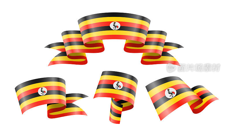 乌干达——飘扬的国家国旗的集合。