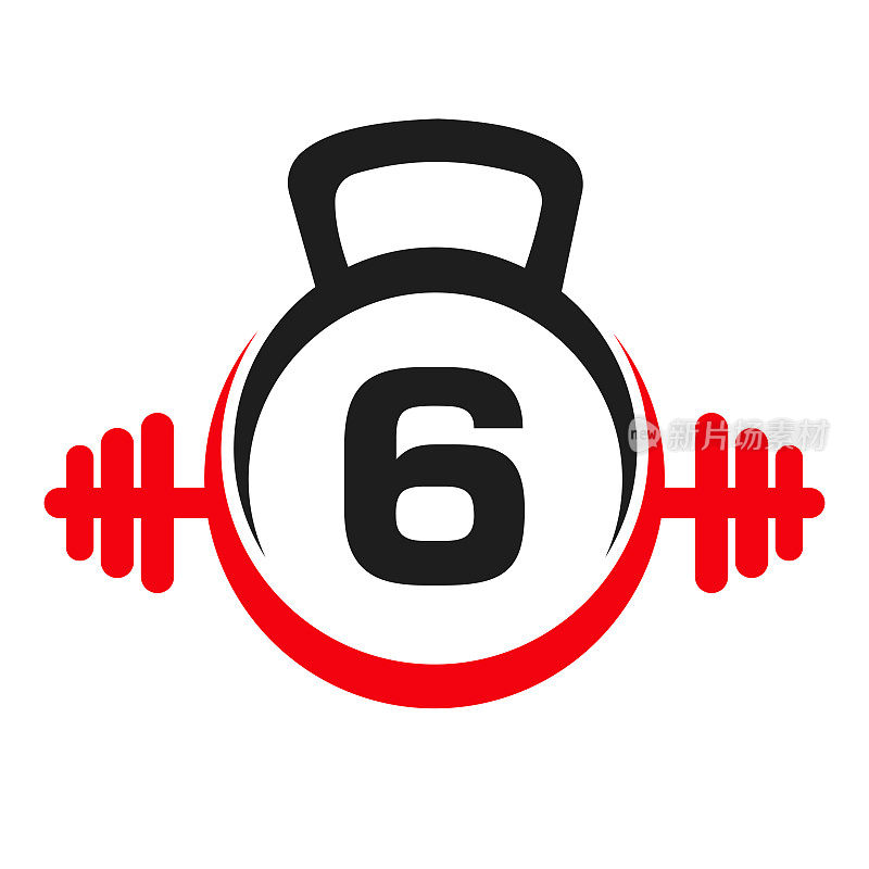 字母6健身标志设计。运动健身房标志图标设计矢量模板