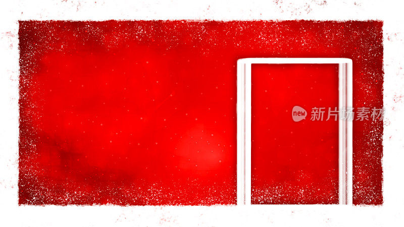 闪闪发光的圣诞水平明亮充满活力的栗色红色背景与闪闪发光的点点，和一个抽象的矩形作为门的魔法背景