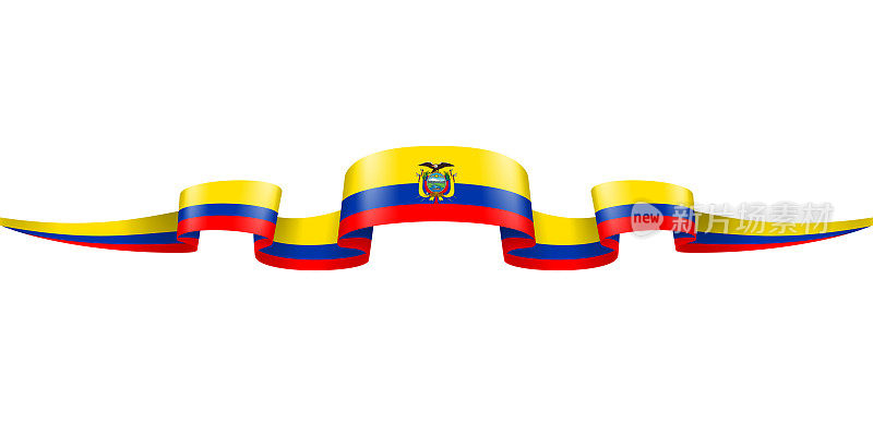 厄瓜多尔国旗丝带。厄瓜多尔国旗头部长旗。矢量股票插图