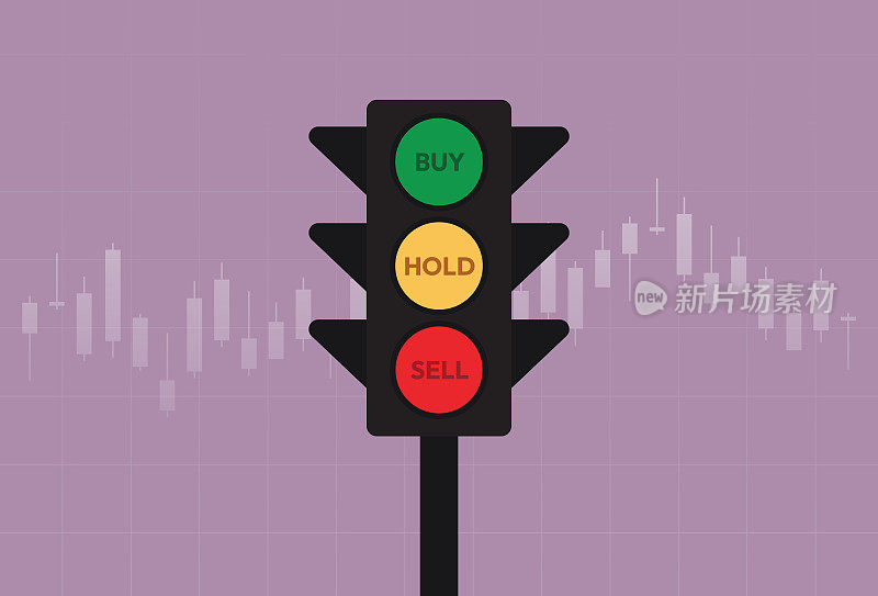 红绿灯显示了买入、持有、卖出的投资概念