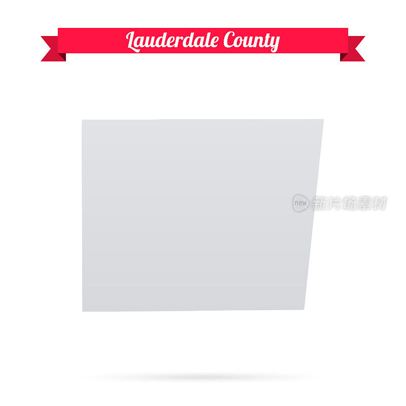 密西西比州劳德代尔县。白底红旗地图
