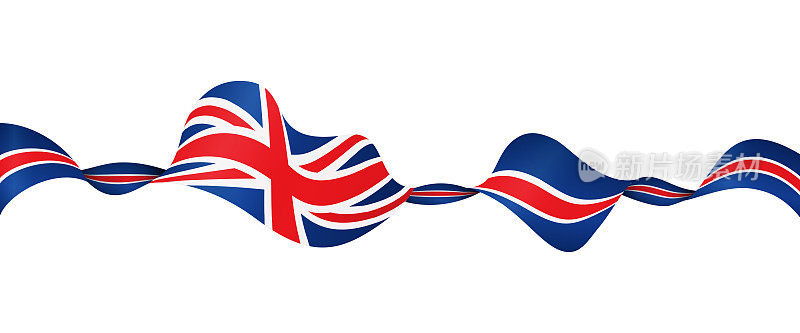 英国的旗帜-矢量挥舞丝带旗帜。隔离在白色背景上
