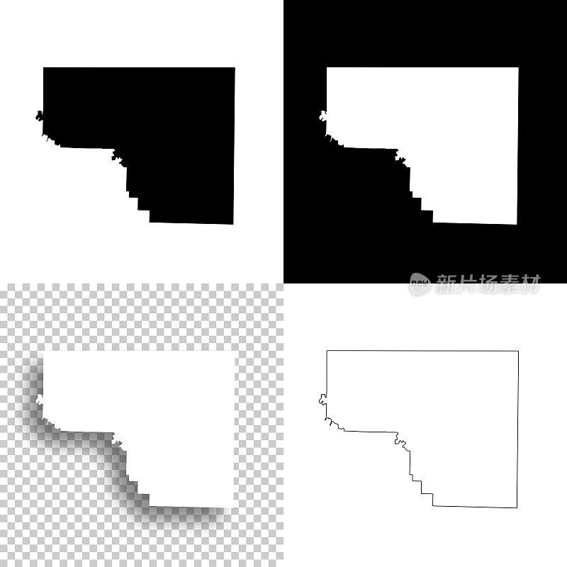 阿肯色州卡罗尔县。设计地图。空白，白色和黑色背景