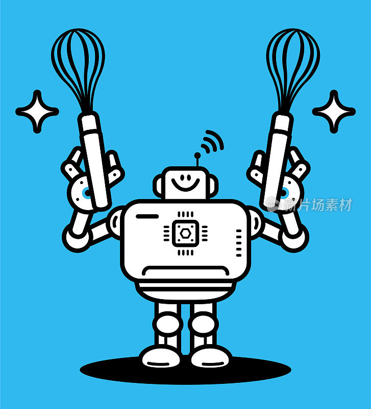 人工智能机器人厨师手持打蛋器和打蛋器