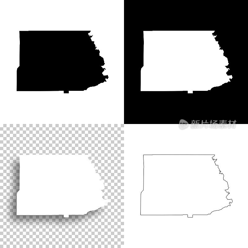 密西西比州的科皮亚县。设计地图。空白，白色和黑色背景