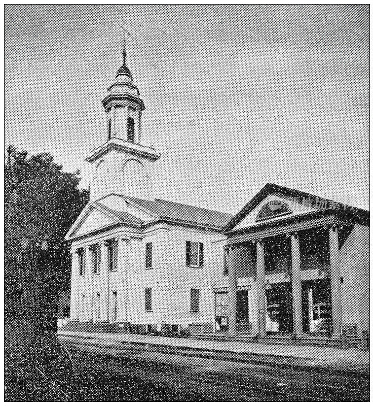 汉普顿县，马萨诸塞州的古董图像:斯普林菲尔德，旧一神论教堂，州街