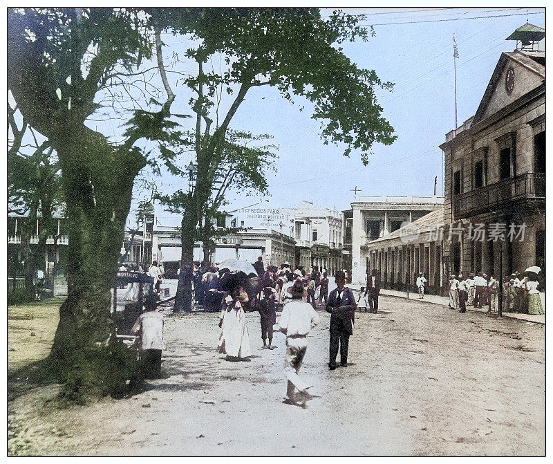 古色古香的黑白照片:波多黎各庞塞商业街